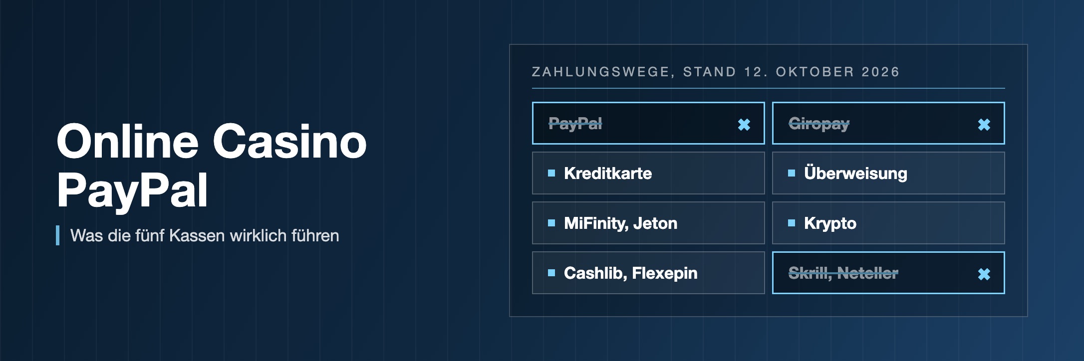 Online Casino PayPal: wer die Zahlart führt und wer nicht